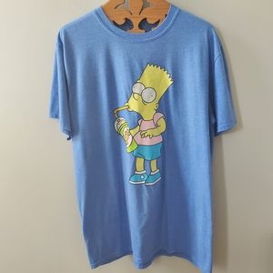 BART SIMPSON Pie Eyed Mens Blue Large Tee Shirt